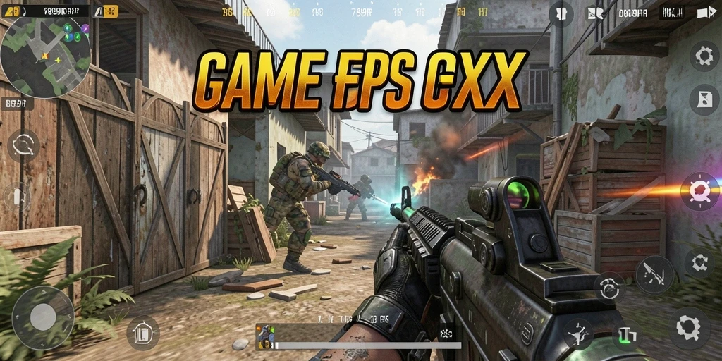 Screenshot menampilkan aksi intens dari gameplay FPS 789RP.