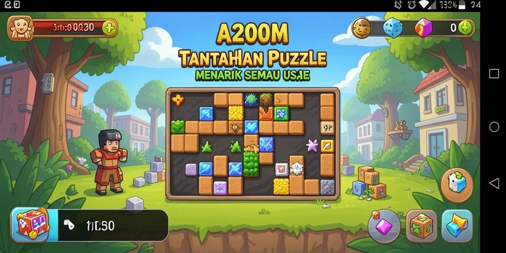 Tampilan gameplay A200M yang menantang dan seru saat memecahkan teka-teki.