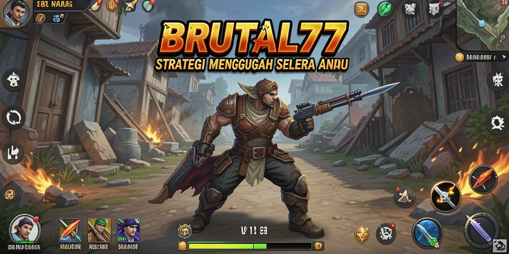 Tampilan menarik dari gameplay strategis BRUTAL77.