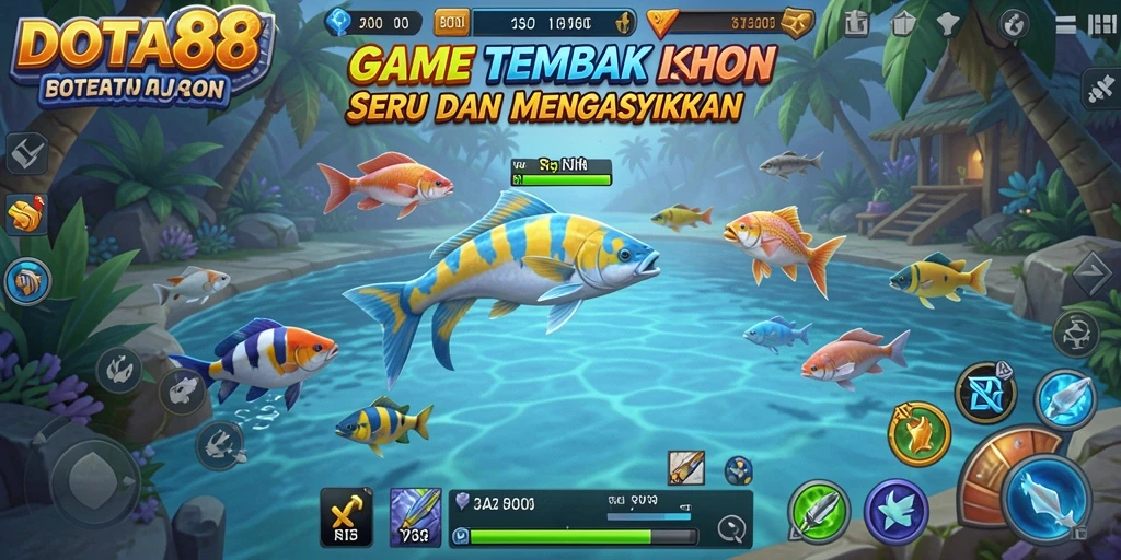 Tampilan gameplay Tembak Ikan DOTA88 yang menarik dan seru.