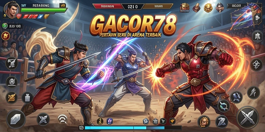 Screenshot menampilkan pertarungan intens dalam GACOR78.