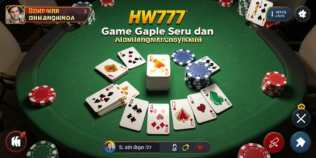 Tampilan utama HW777 dengan pemain sedang bermain Gaple.