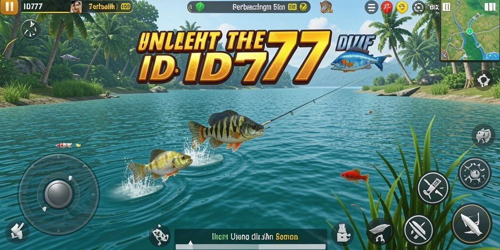 Gameplay ID777 yang mendebarkan dengan aksi memancing yang seru.