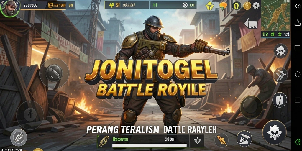 Screenshot JONITOGEL menampilkan pertarungan sengit dalam Battle Royale.