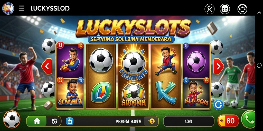 Tampilan gameplay <strong>LUCKYSLOTS</strong> yang mendebarkan dengan nuansa sepak bola.
