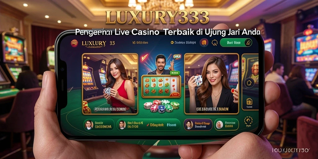Screenshot gameplay LUXURY333 menampilkan dealer langsung dan suasana kasino yang mendebarkan.