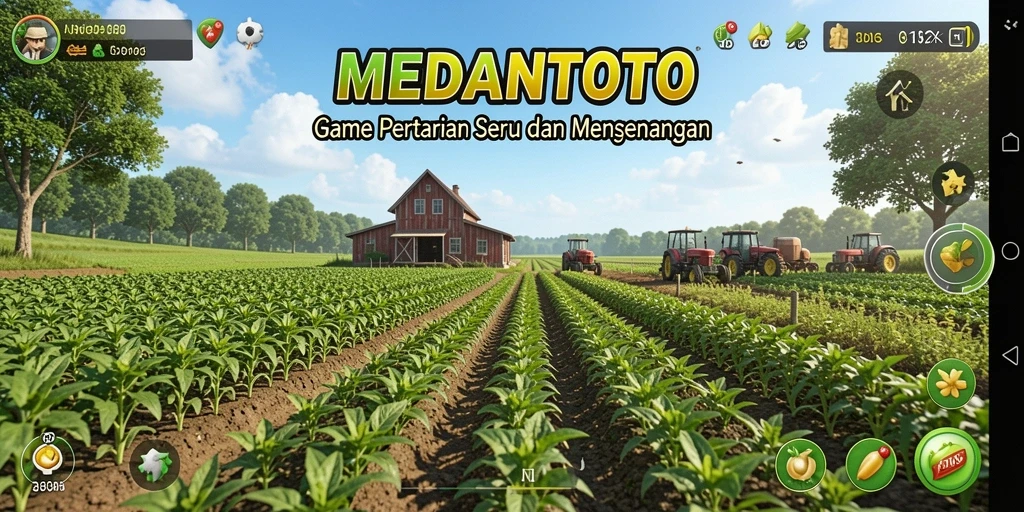 Tampilan gameplay <strong>MEDANTOTO</strong> dengan aktivitas pertanian yang menarik.