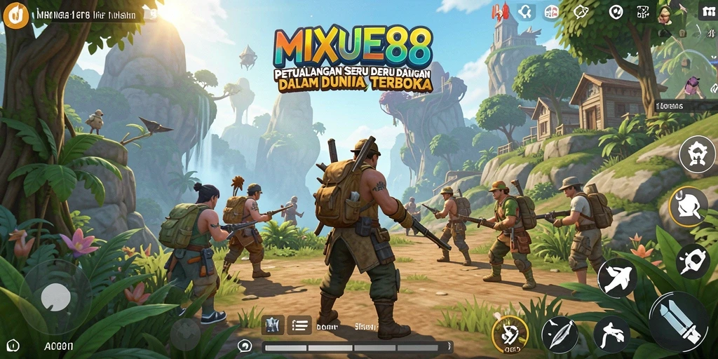 Screenshot gameplay MIXUE88 menampilkan penjelajahan dunia terbuka yang luas.