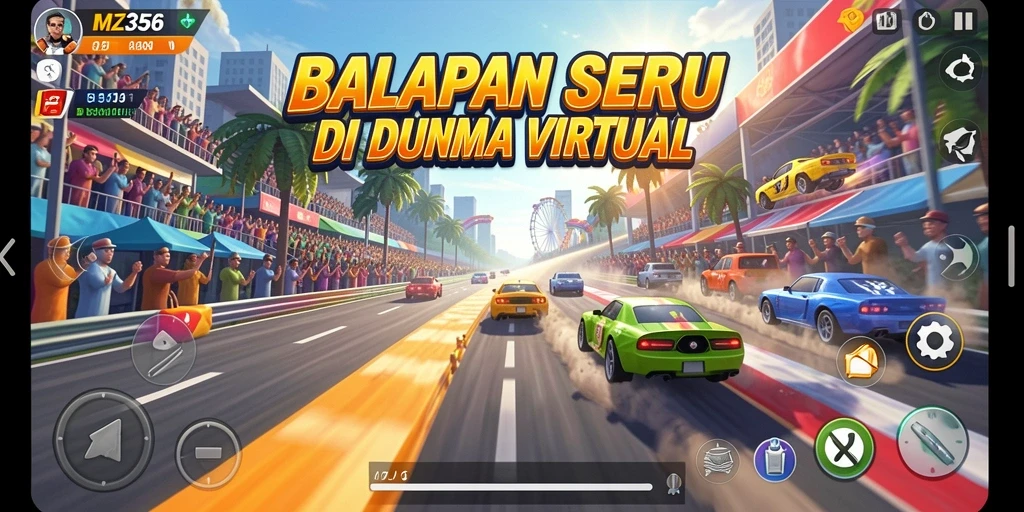 Gameplay mendebarkan dalam MZ356 dengan mobil balap tercepat.