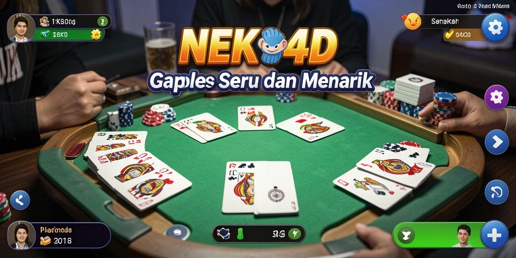 Tampilan gameplay seru dalam aplikasi NEKO4D ketika bermain Gaple.