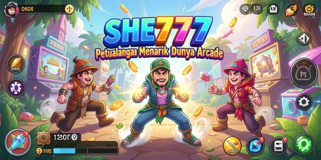Screenshot menunjukkan gameplay seru dalam SHE777 dengan karakter melawan rintangan.