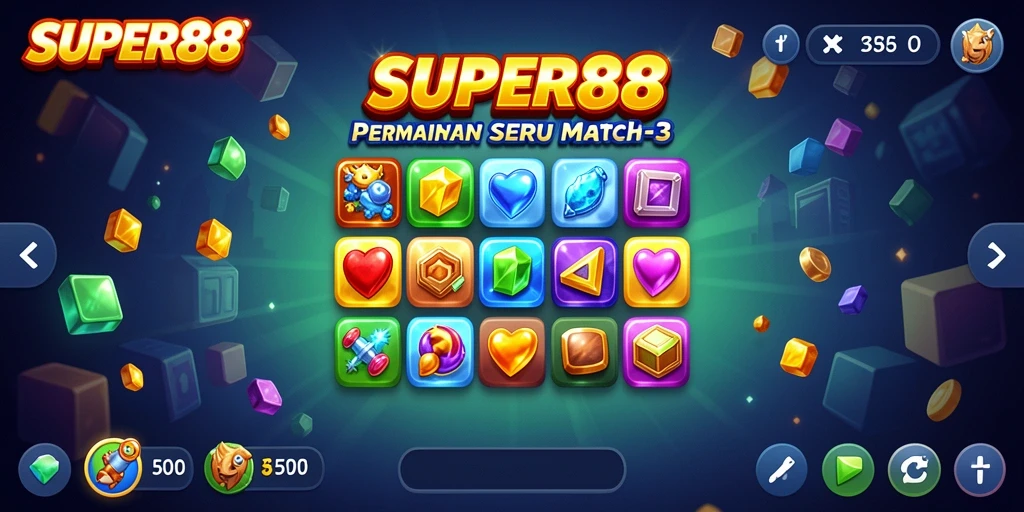 Screenshot gameplay SUPER88 yang menunjukkan aksi mencocokkan elemen.