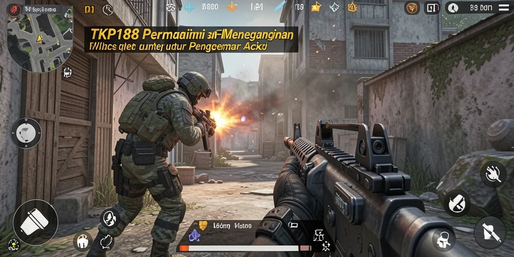 Screenshot TKP188 menampilkan aksi menembak intens dalam permainan FPS.