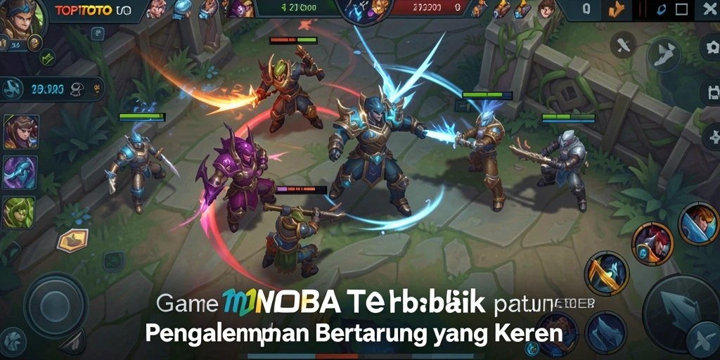 Tampilan gameplay seru dalam TOP1TOTO di arena pertempuran MOBA.