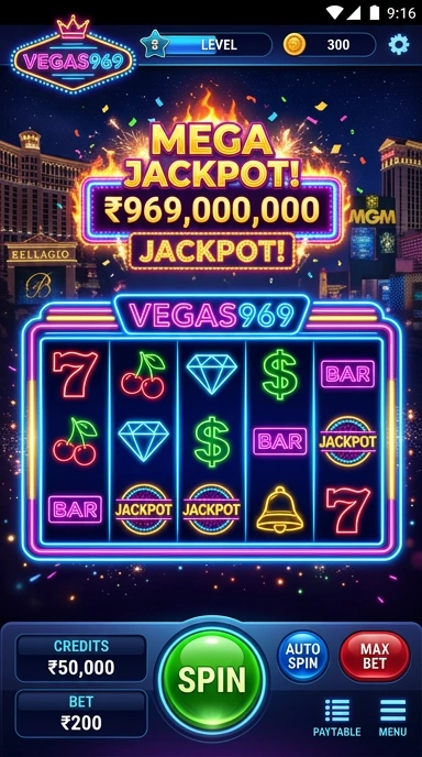 Tampilan utama aplikasi vegas969 dengan berbagai pilihan aplikasi.